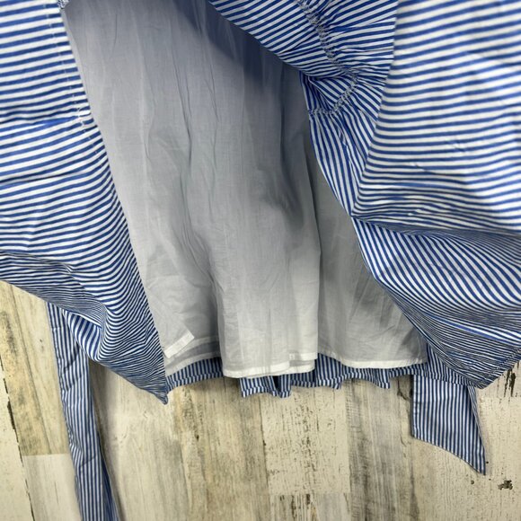 J. Crew Womens Dress S Blue Striped Stretch Cotton Poplin Tiered Button Front - Picture 7 of 13